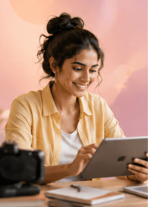 Content creator developing strategy and marketing skills