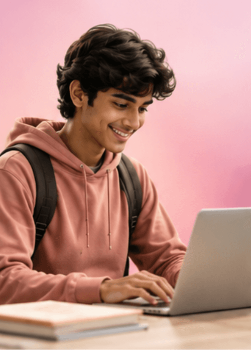 Student learning practical digital skills on a laptop